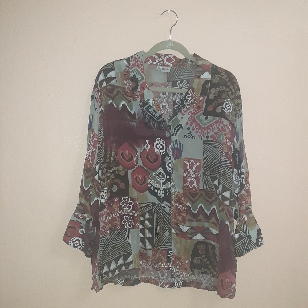TIANELLO Pretty, Long & colorful blouse Size M
